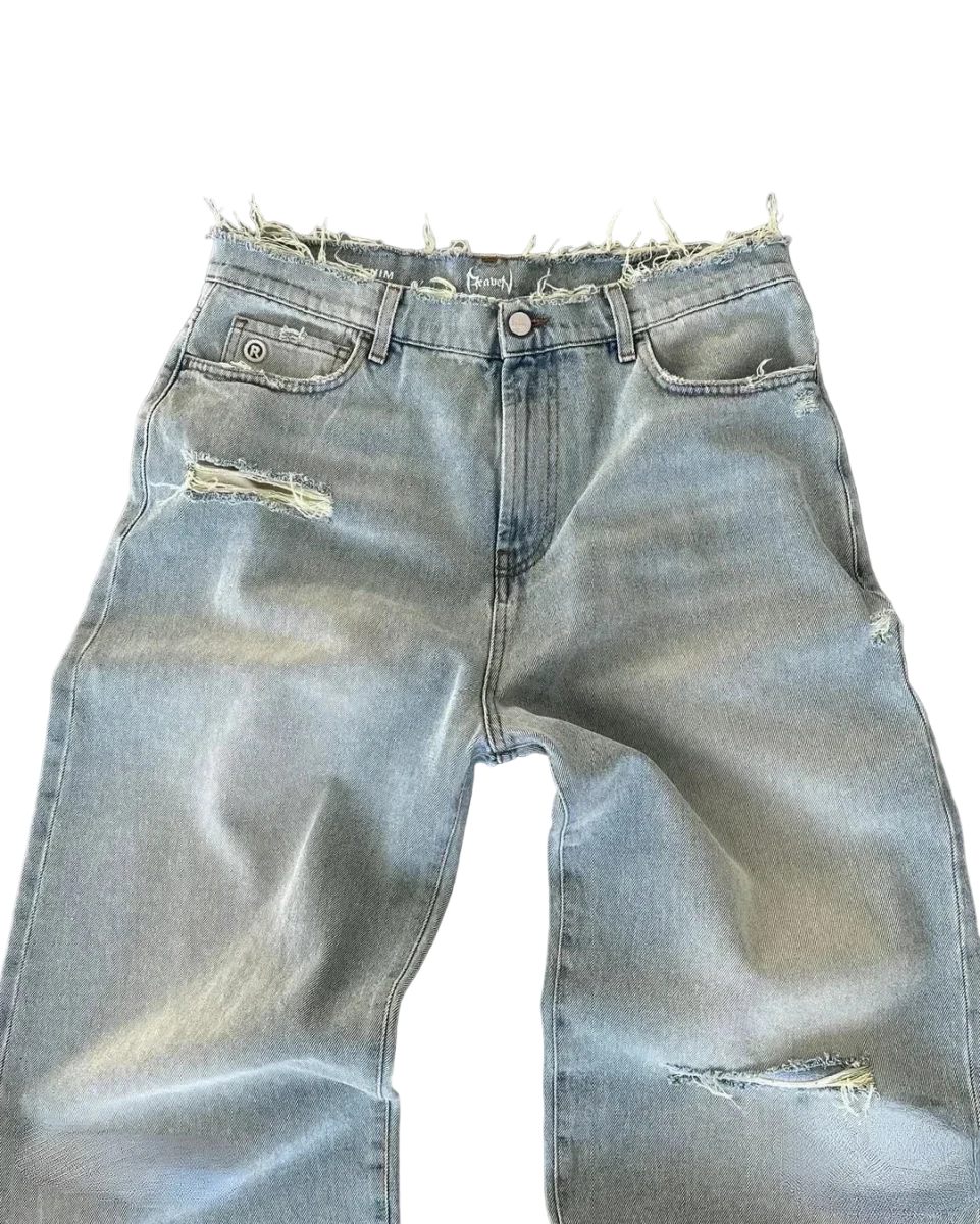 Baggy Jeansy z przetarciami - SWAGWRLD