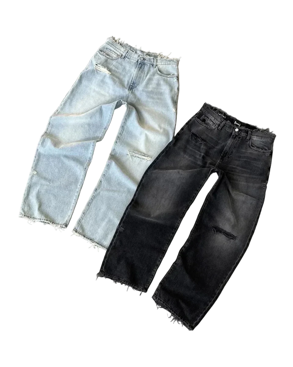 Baggy Jeansy z przetarciami - SWAGWRLD