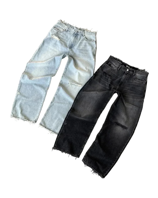 Baggy Jeansy z przetarciami - SWAGWRLD