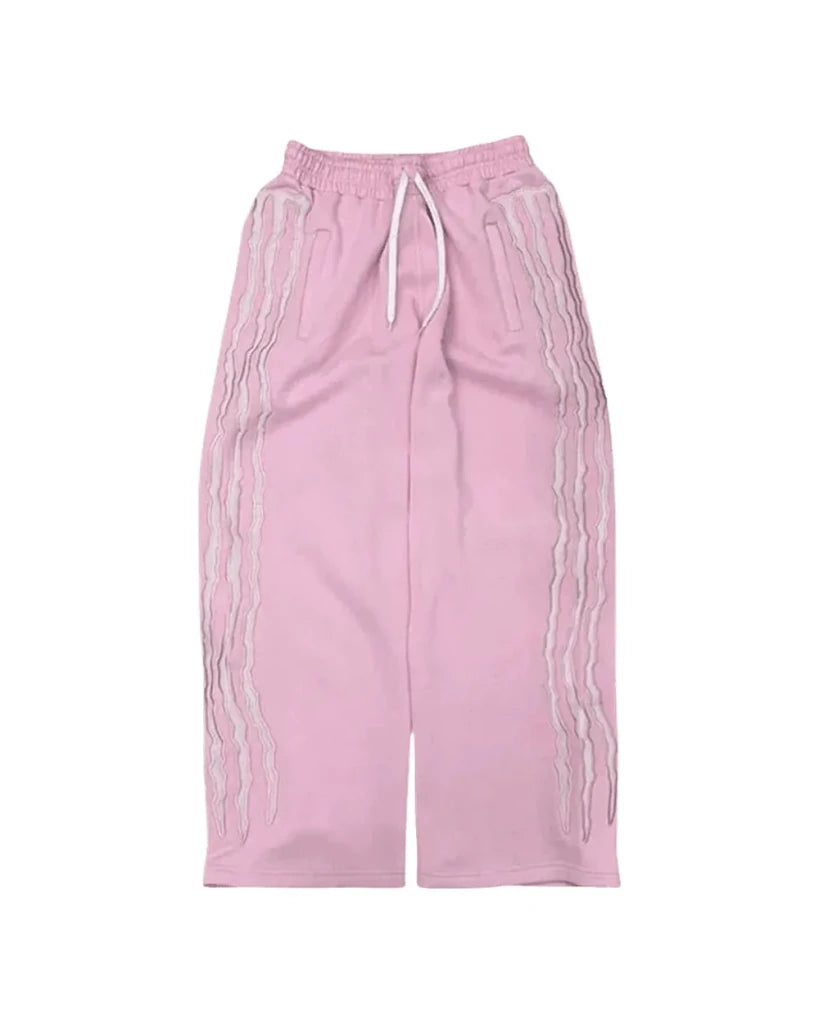 Y2K Baggy Hip - Hop Striped Fleece Tracksuit Set - SWAGWRLD
