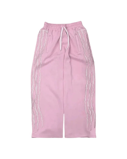 Y2K Baggy Hip - Hop Striped Fleece Tracksuit Set - SWAGWRLD